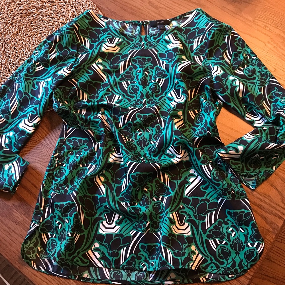 J Crew retro floral popover shirt
